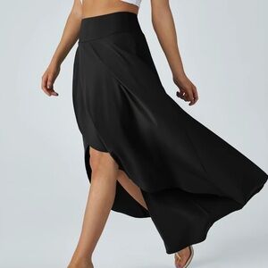 Halara Breezeful High Waisted High Low Ruffle Casual Regular Maxi Skirt